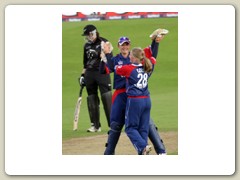 2007, England, celebrating a wicket with Holly Colvin